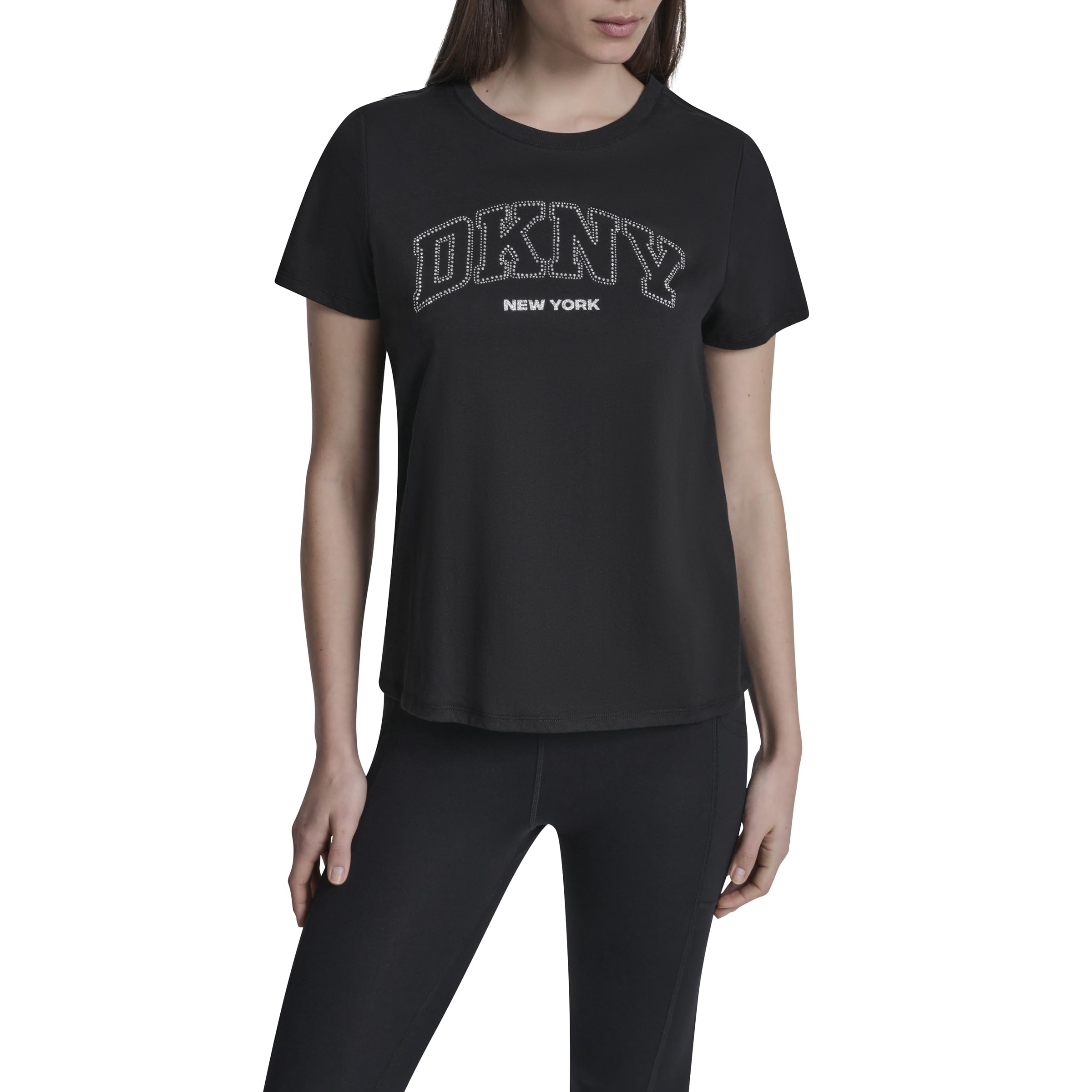 

                                                    DKNY Women's Rhinestone Varstiy Logo Relaxed Fit T