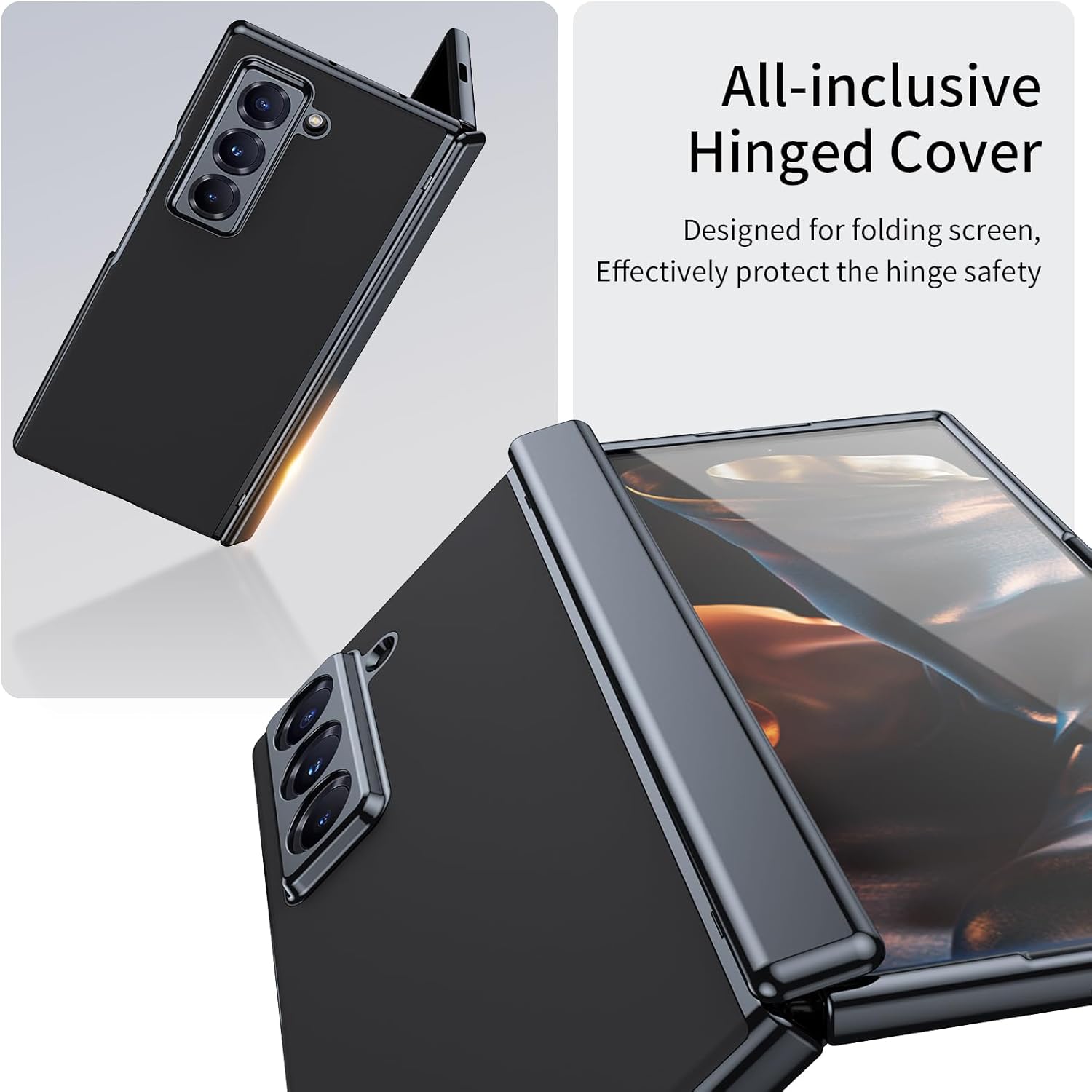 for Samsung Galaxy W25/Fold SE(Slim) Case with Screen Protector & Hinge Protection, Support Wireless Charging AG Frosted Slim Thin Hard PC No Fingerprints Shockproof Case, Black
