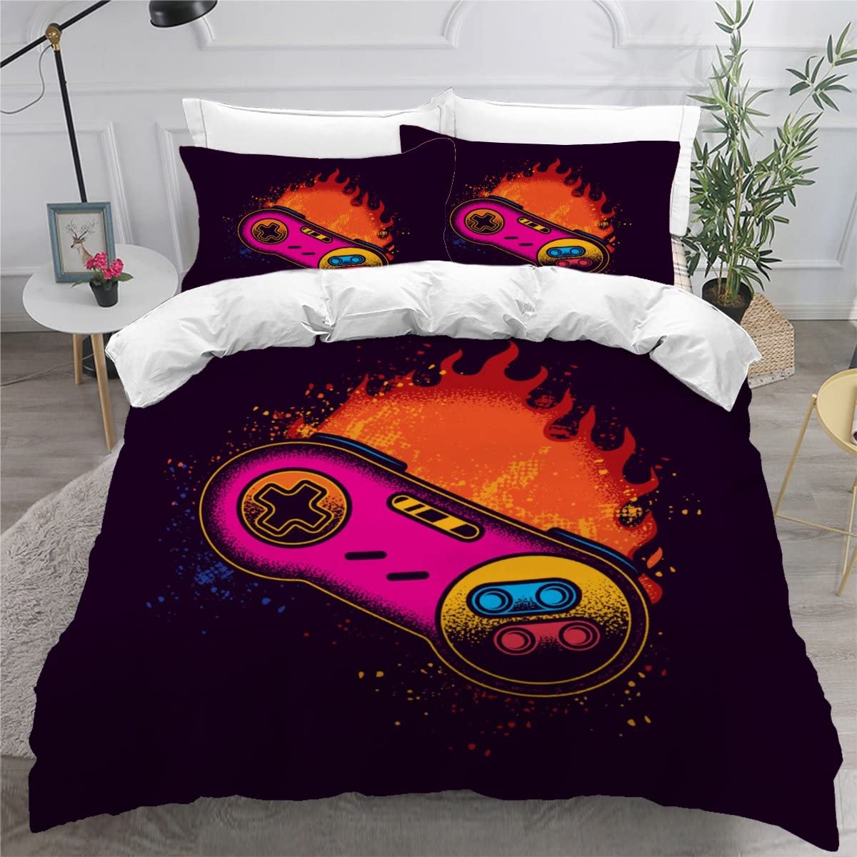 Housse de couette 140x200 douce en microfibre avec fermeture éclair pour literie ado