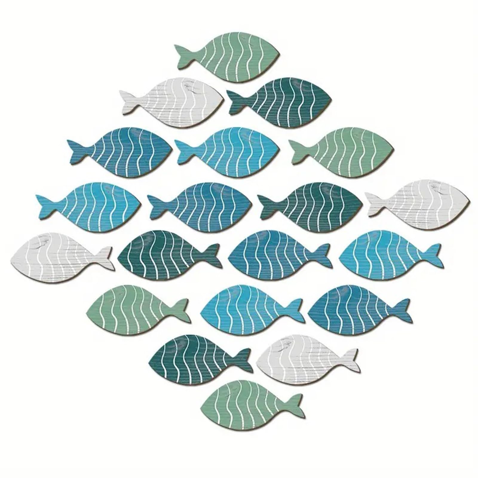 YROHGKPN Of 20 Nauticals Fish Wall Ornaments, Colorful Wood Sea Creature for Home Decoration Theme Decoration