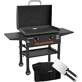 Blackstone 2322 Original 36" Griddle with X-Braced Hood and Omnivore Griddle Plate, Powder Coated Steel, Black