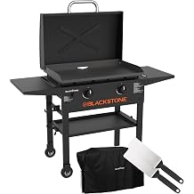 Blackstone 2450AZ 28" Omnivore Griddle with Hood Bundle | Includes 28" Griddle with Hood, Soft Cover, and Two Spatulas