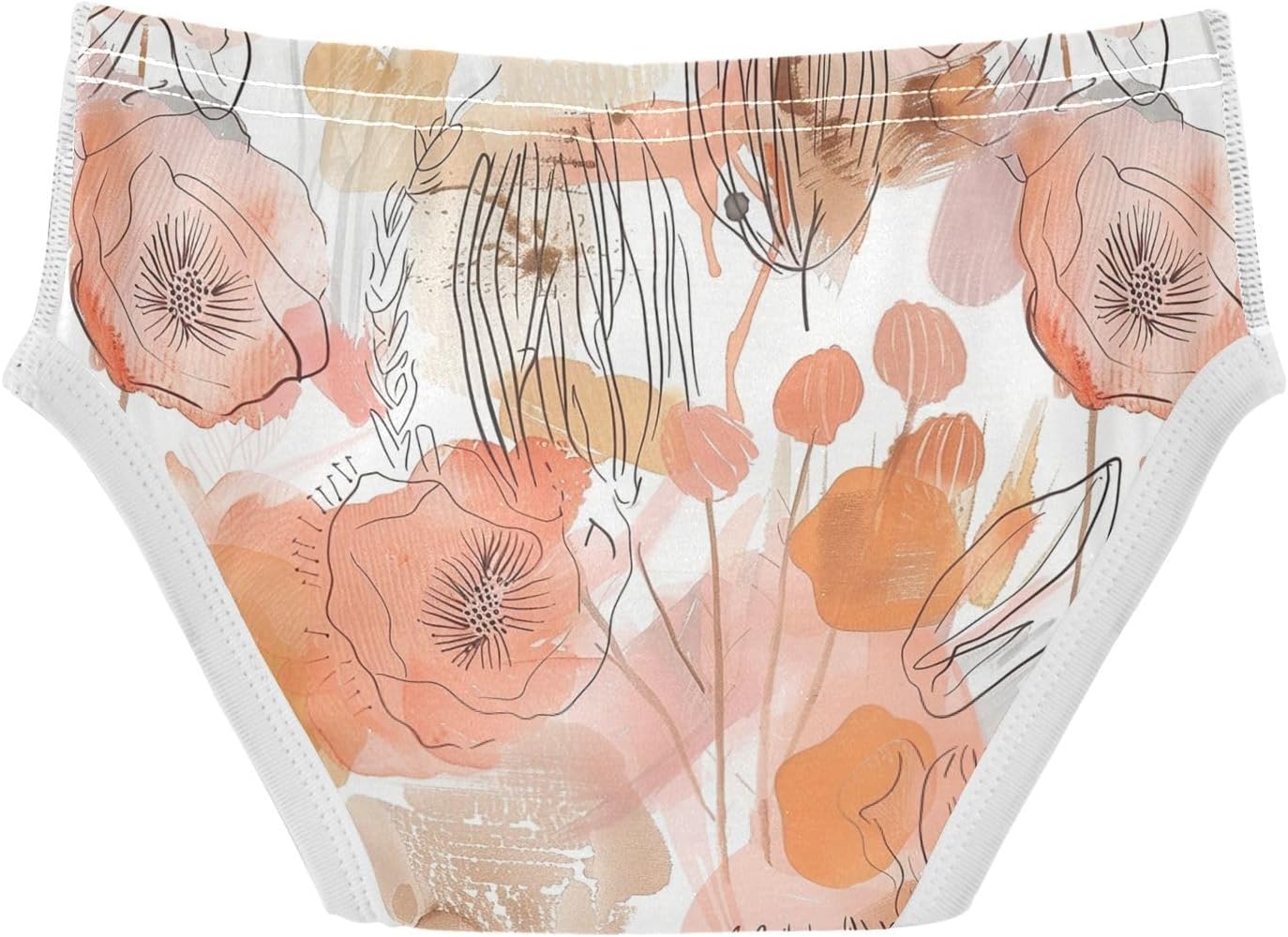 visesunny Boys Cotton Underwear Abstract Hand Drawn Line Flower Printed Toddler Soft Training Briefs Size 2T-8Y for Kids