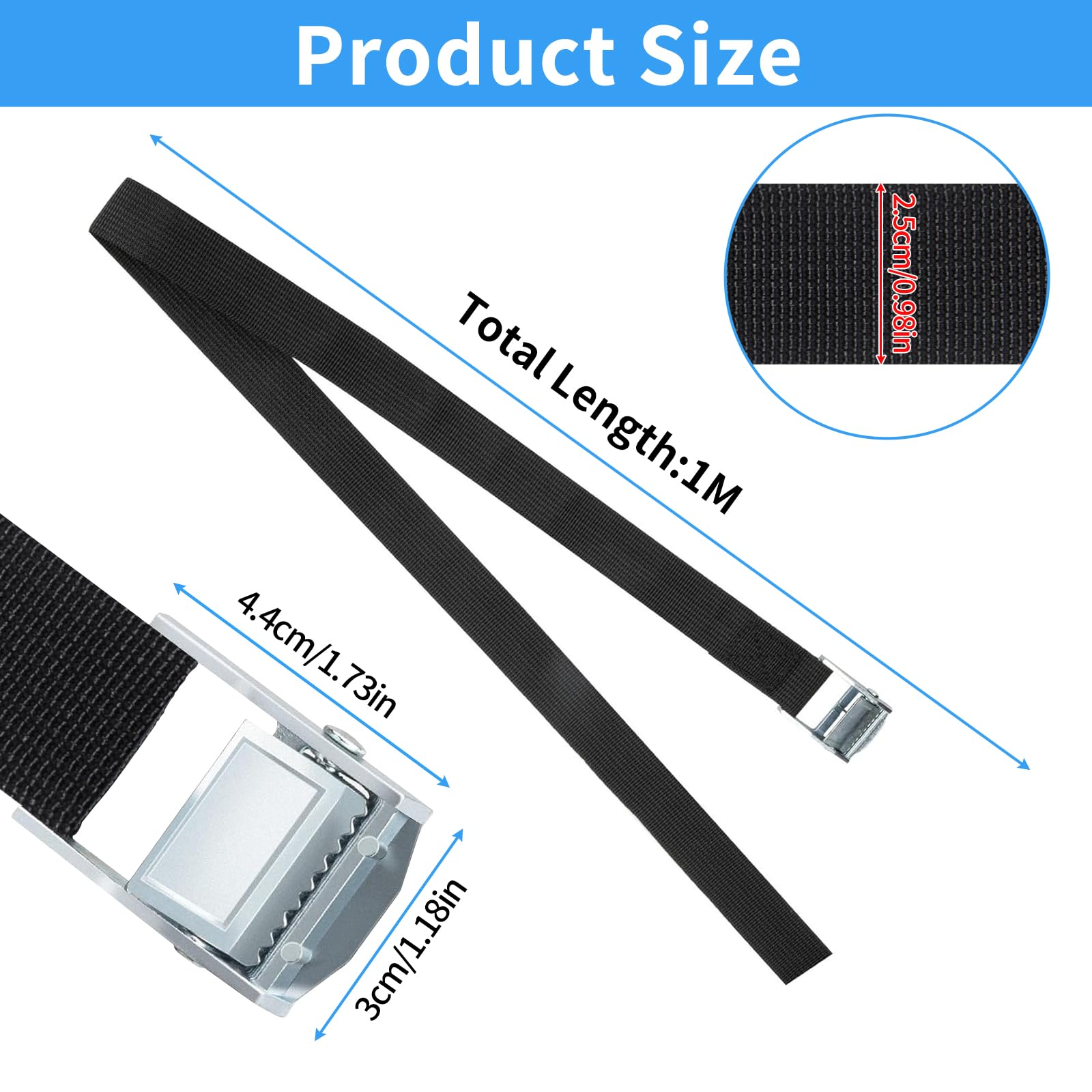 ROELLY 12 Pezzi di Cinghie di Fissaggio, Cinghie di Tensione Da 1 m, Cinghie Regolabili Con Chiusura a Clip, Cinghia Fissaggio, Adatte per Moto, Auto, Bici, Bagagli, Campeggio, Nero