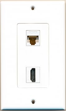 RiteAV - 1 x Cat6 Ethernet Female and 1 x HDMI Port Wall Plate White Decorative