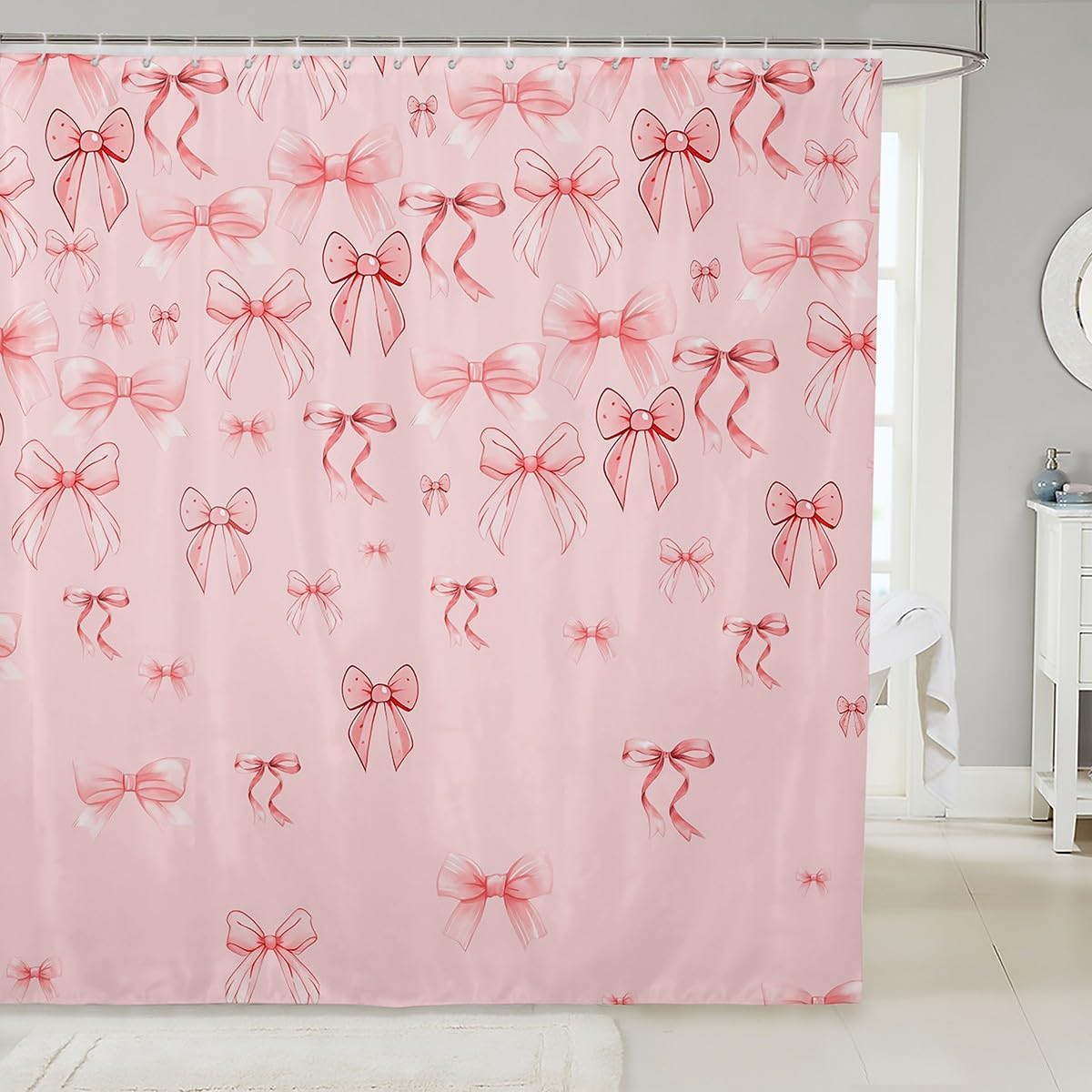 jejeloiu Girls Guitar Bathroom Accessories 72"x72" Music Lover Shower Curtain for Bathroom Decor for Kids Boys Girls Glitter Pink Blue Decor Bath Curtain Waterproof Polyester Fabric image 4