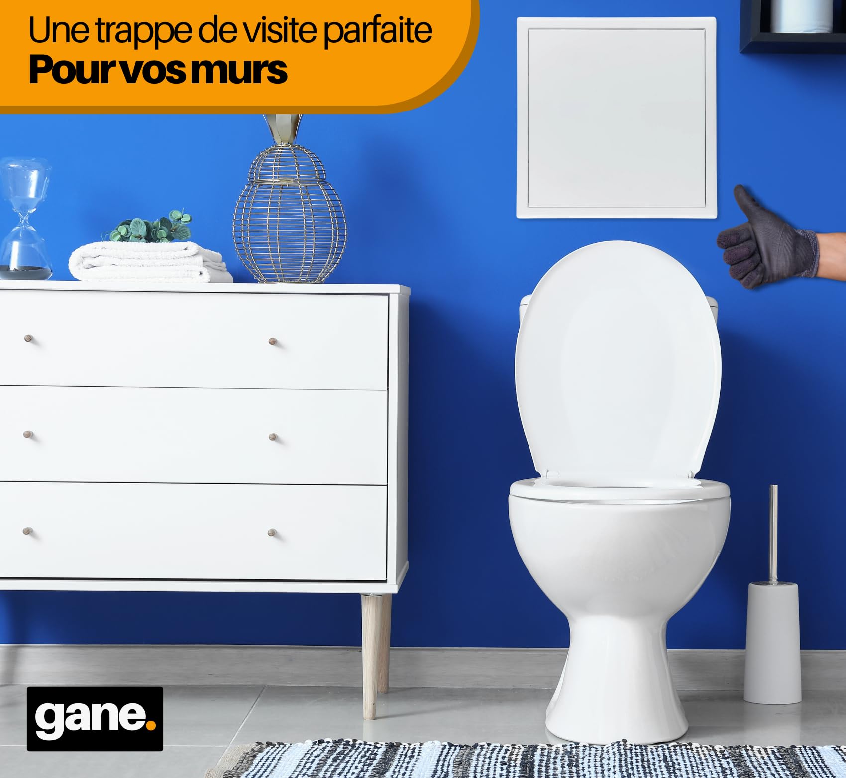 Trappe de Visite 400x400 mm en Acier Blanc Laqué avec Loquets Professionnels | Idéale Pour Mur et Plafond, Combles Isolé, Salle d'Eau | Accès Direct Facile | Trappe de Visite Baignoire et Douche