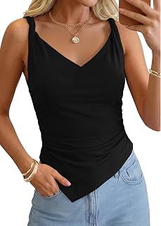 Minclouse Women's V-Neck Tank Top Sleeveless Twist Strap Casual Blouse Summer Tops
