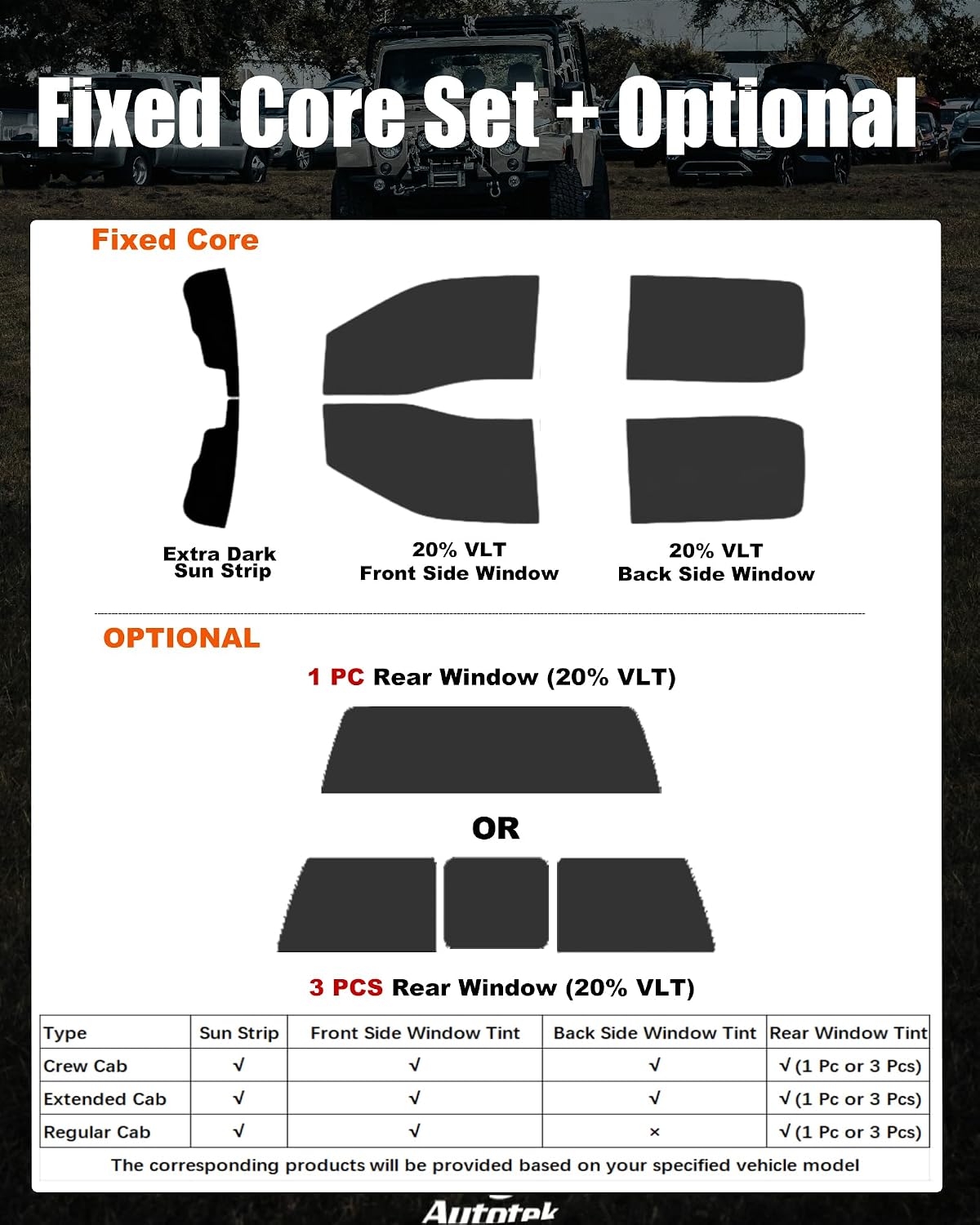 AUTOTEK Precut Window Tint and Strip for Ford F150 2021-2025 Crew/Super/Regular Cab, 2-Ply Automotive Interior Window Tints, Anti-Glare, Heat & UV Blocker, Privacy Protection, Quick Install