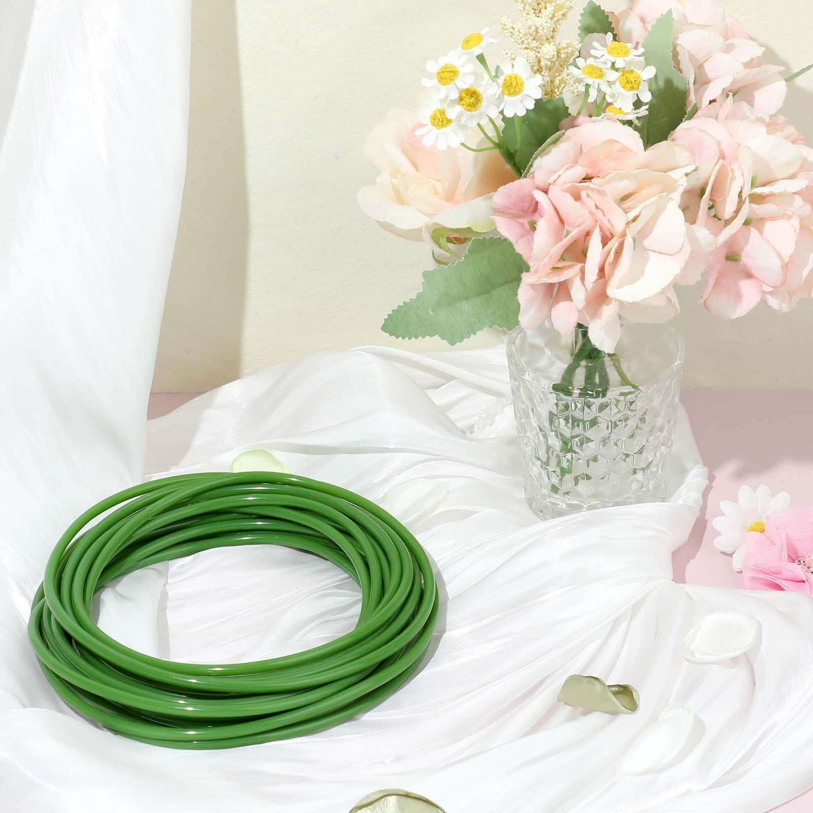 Trinkrittey Rouleau De Tubes Verts De 5 M Pour Regrouper Des Tiges De Fleurs Artificielles Pour Bricolage, Bouquet De Mariage, Corsages Et