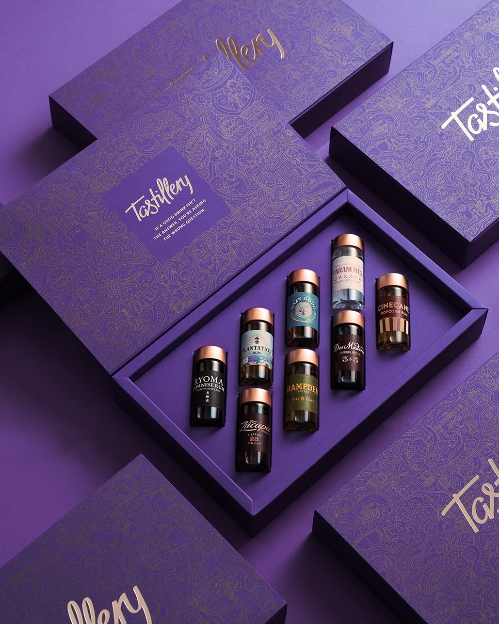 Tastillery World of Rum Tasting Probierset 8x 30ml | Mini Rum Geschenk Set | Rum Alkohol Geschenkset | Geschenke für Männer
