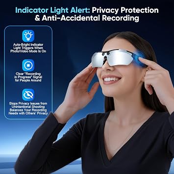 AI Smart Glasses with 8MP Camera, Real-Time Translation,Bluetooth Calling, Voice Assistant, Music Player, Translation & Video Recording for Travel, Vlogging, Meetings