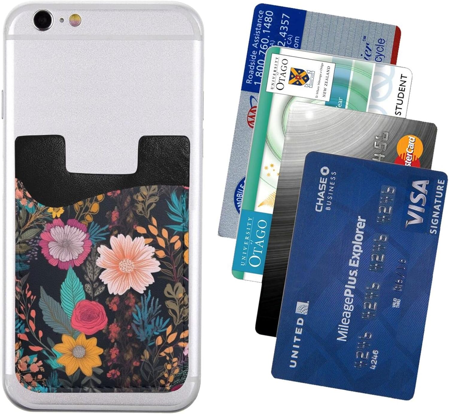 Colorful Boho Floral Phone Card Holder Leather Slim Phone Wallet image 2