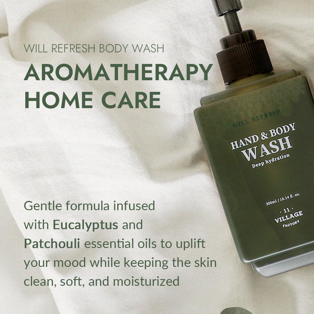 VILLAGE11FACTORY Will Refresh Hand and Body Wash (300ml/10.14 fl.oz.) Premium Home Spa, Aromatherapy (Eucalyptus and Patchouli) - Image 2
