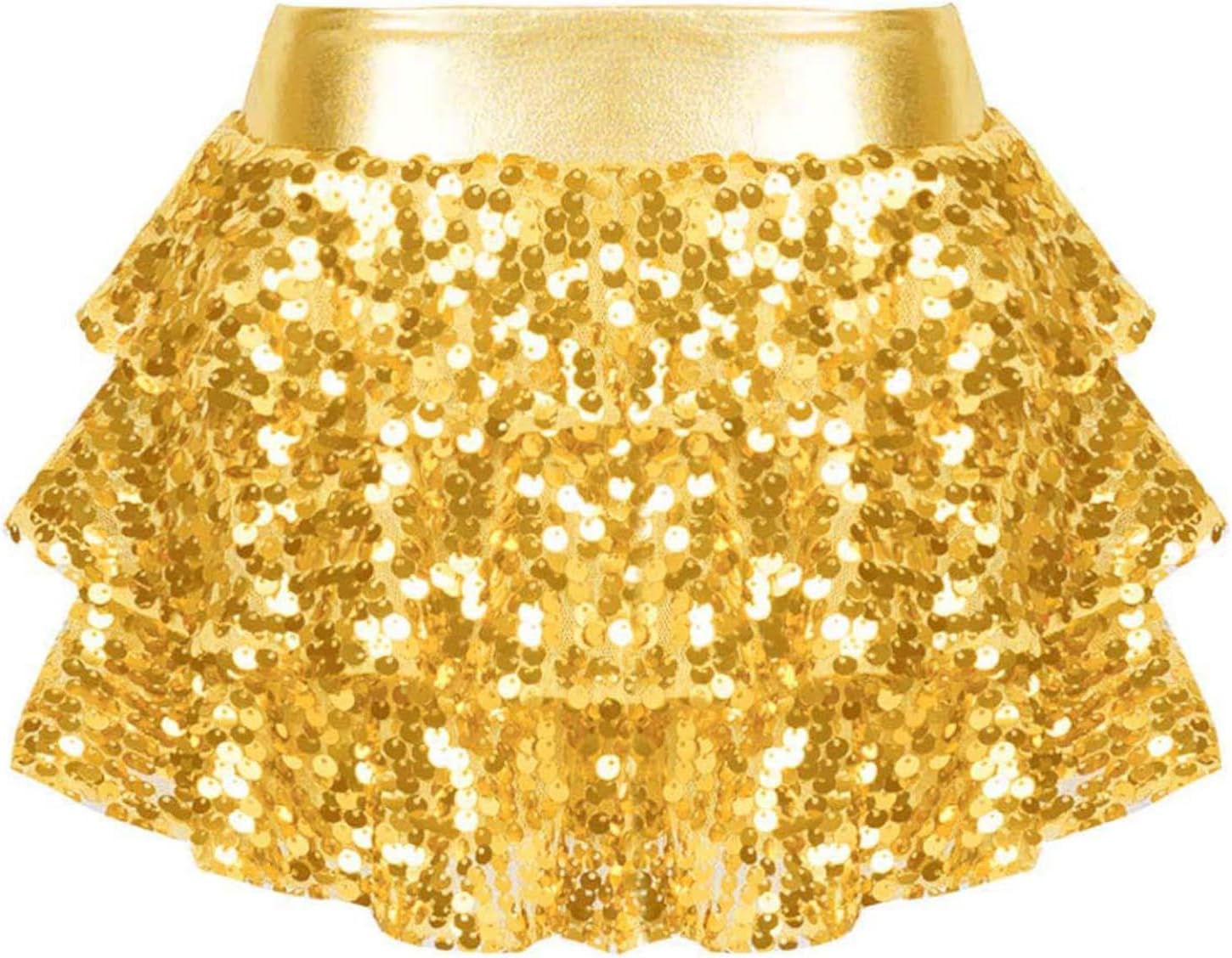 DINORMIN Big Girls Ballet Dance Athletic Scooter Skorts Pleated Tutu Skirts Sequins Dance Dress Culottes