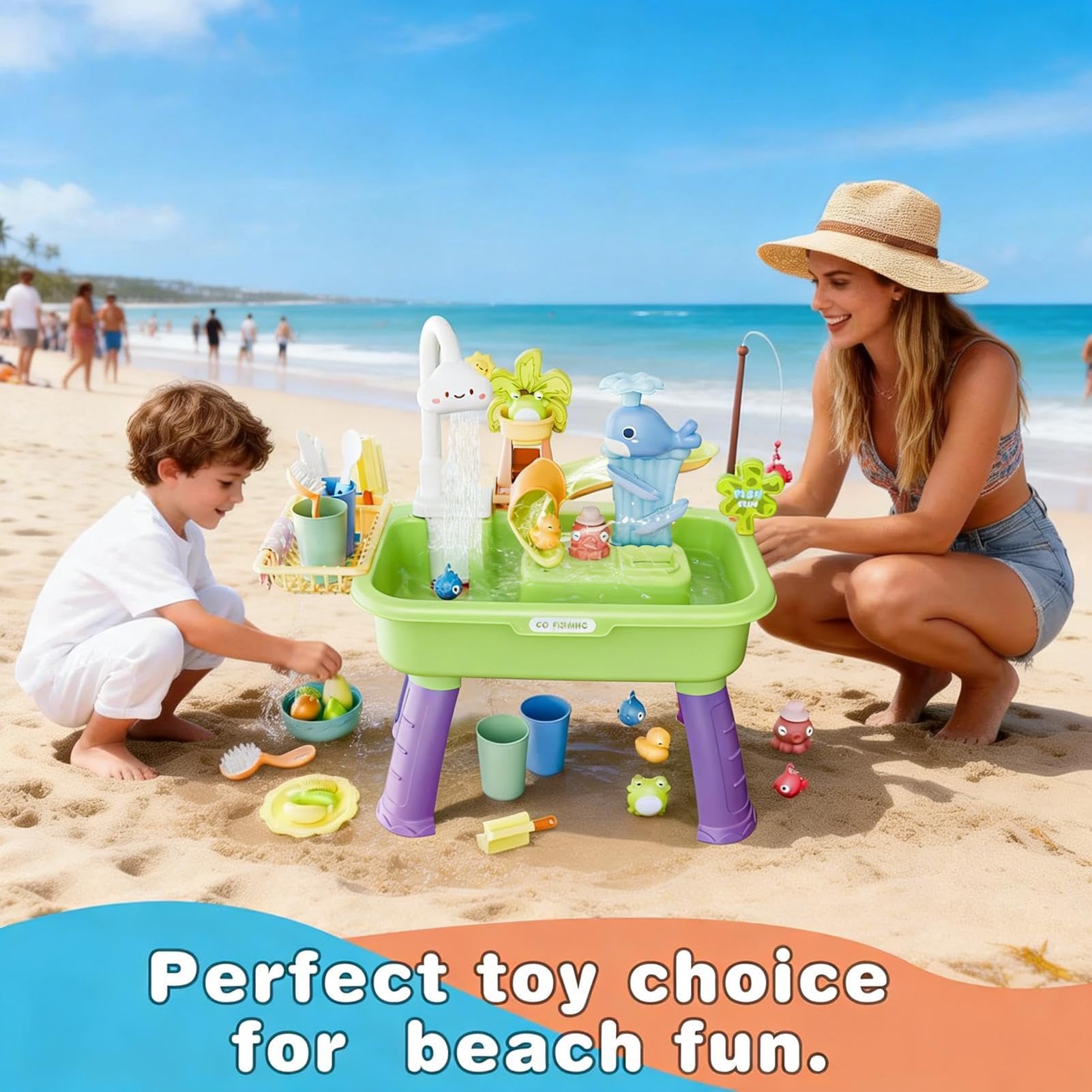 Mesa De Agua para Niños, Juego De Mesa De Arenas Y Agua, Divertidas Mesas Juego Acuáticas Eléctrica Lavabo con Aguas Corriente, Desmontables Mesas Actividades Acuáticas Juguetes Sensoriales