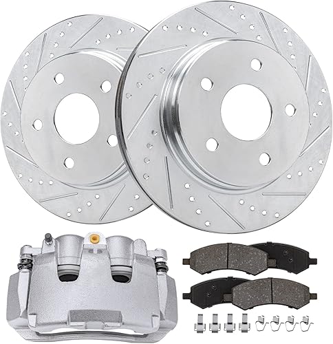 Miniatura 37 de Detroit Axle - Kit de freno delantero para Ford Explorer Mercury Mountaineer 2002-2005 Bujes de rodamiento de rueda perforados y ranurados rotores