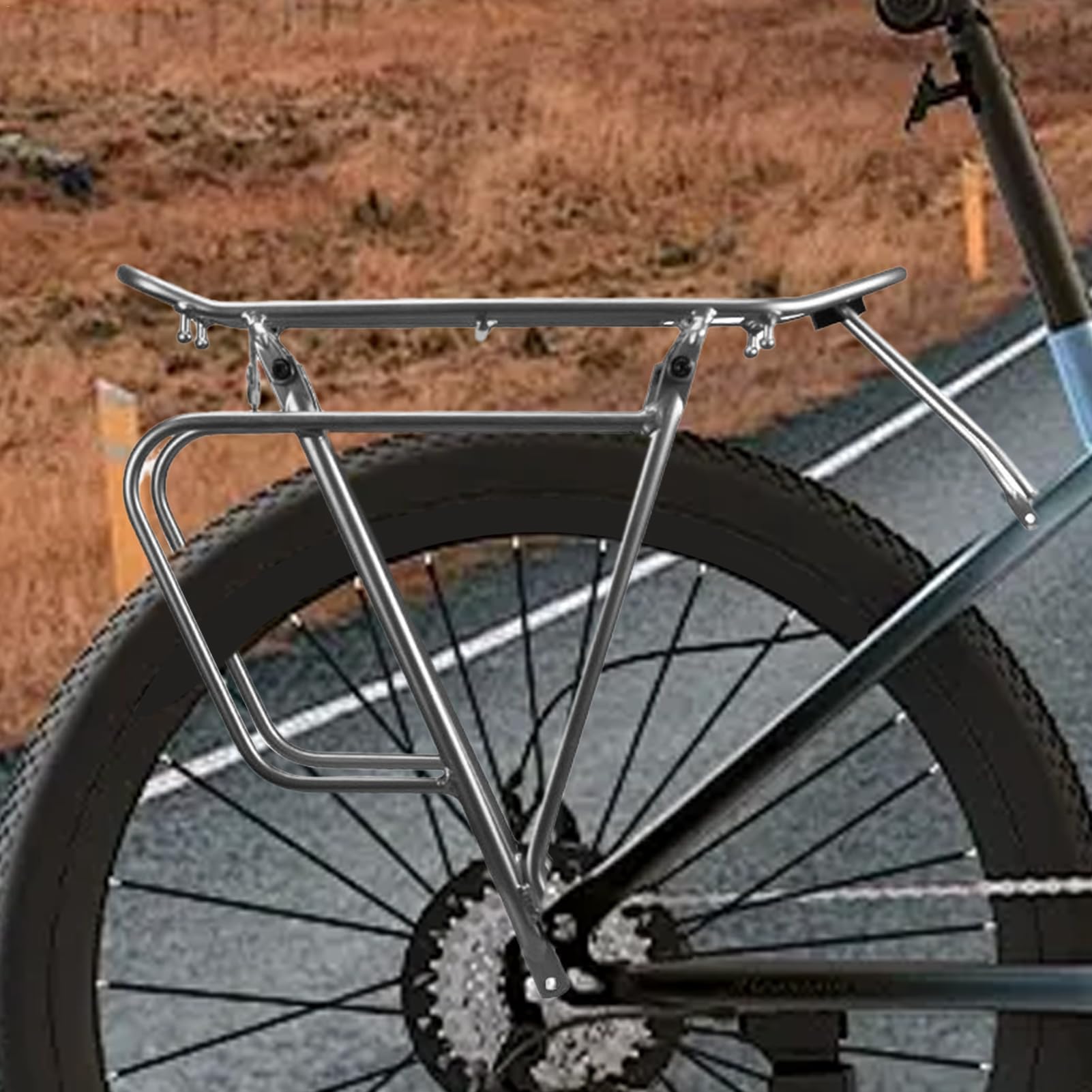 Portabiciclette, portabici | Portabici con schienale in metallo resistente | Supporto per attrezzatura per il trasporto turistico, accessori da ciclismo per lunghi viaggi su strada e attività