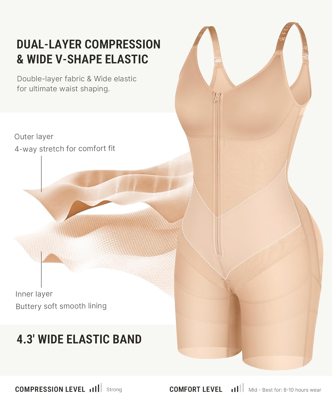 FeelinGirl Fajas Colombianas Moldeadoras Shapewear Tummy Control Postpartum Butt Lifting Body Shaper with Zipper Crotch - Image 3