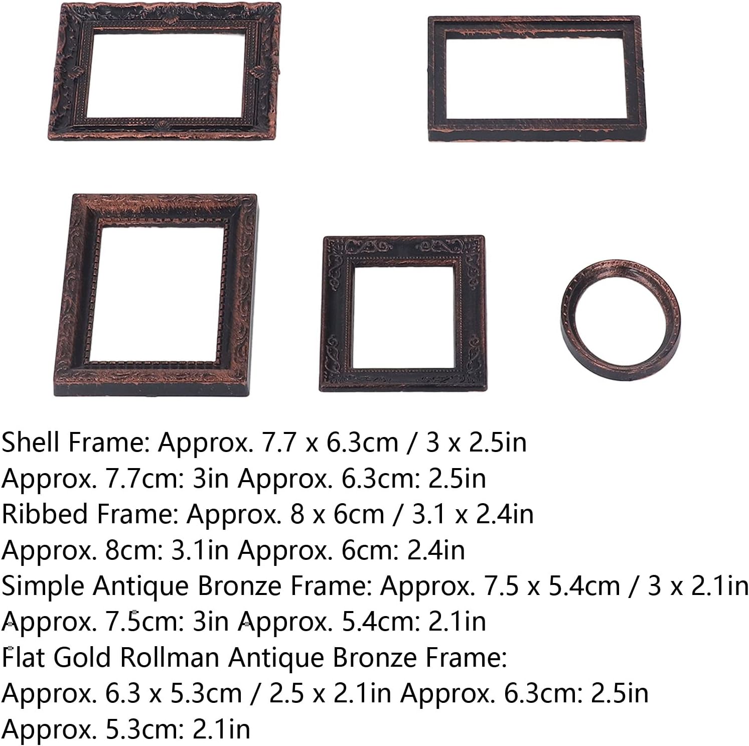 Miniature Picture Frame, Vintage Lifelike Exquisite Mini Photo Frame for 112 Dollhouse 5pcs Doll Accessories