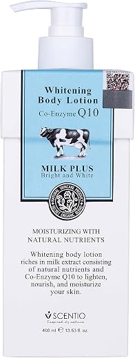 Scentio Milk Plus Organic Whitening Body Lotion 400ml (Made In THAILAND). Contains Co-Enzyme Q10 and milk Protein to Tight...