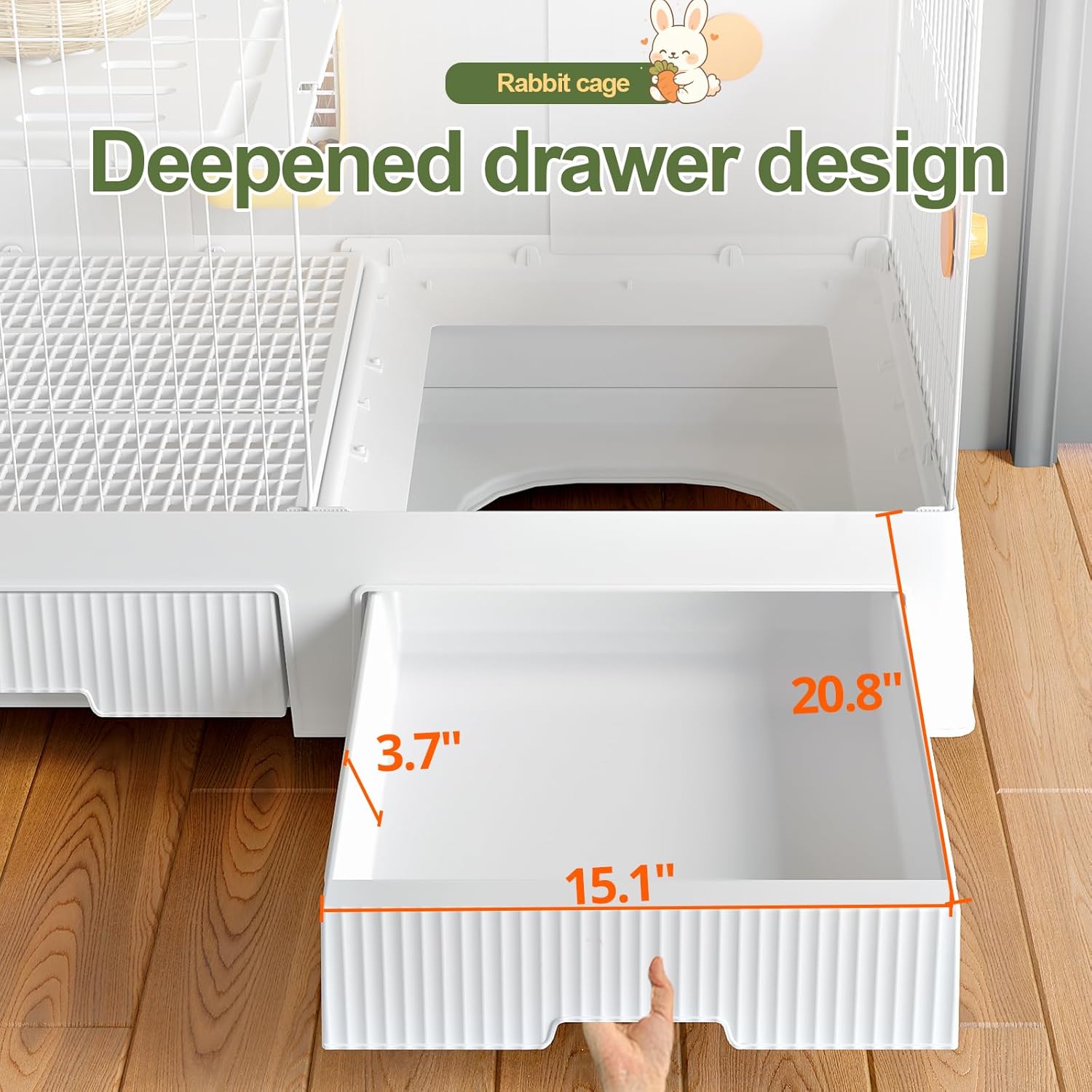 Oneluck Large Rabbit Cage Indoor,Loft Bunny Hutch with Rasied Urine-Proof Walls, Leak-Proof Trays, Wheels,37" L x22 W x 30" H for Rabbits, Chinchillas, Guinea Pig and Small Animals