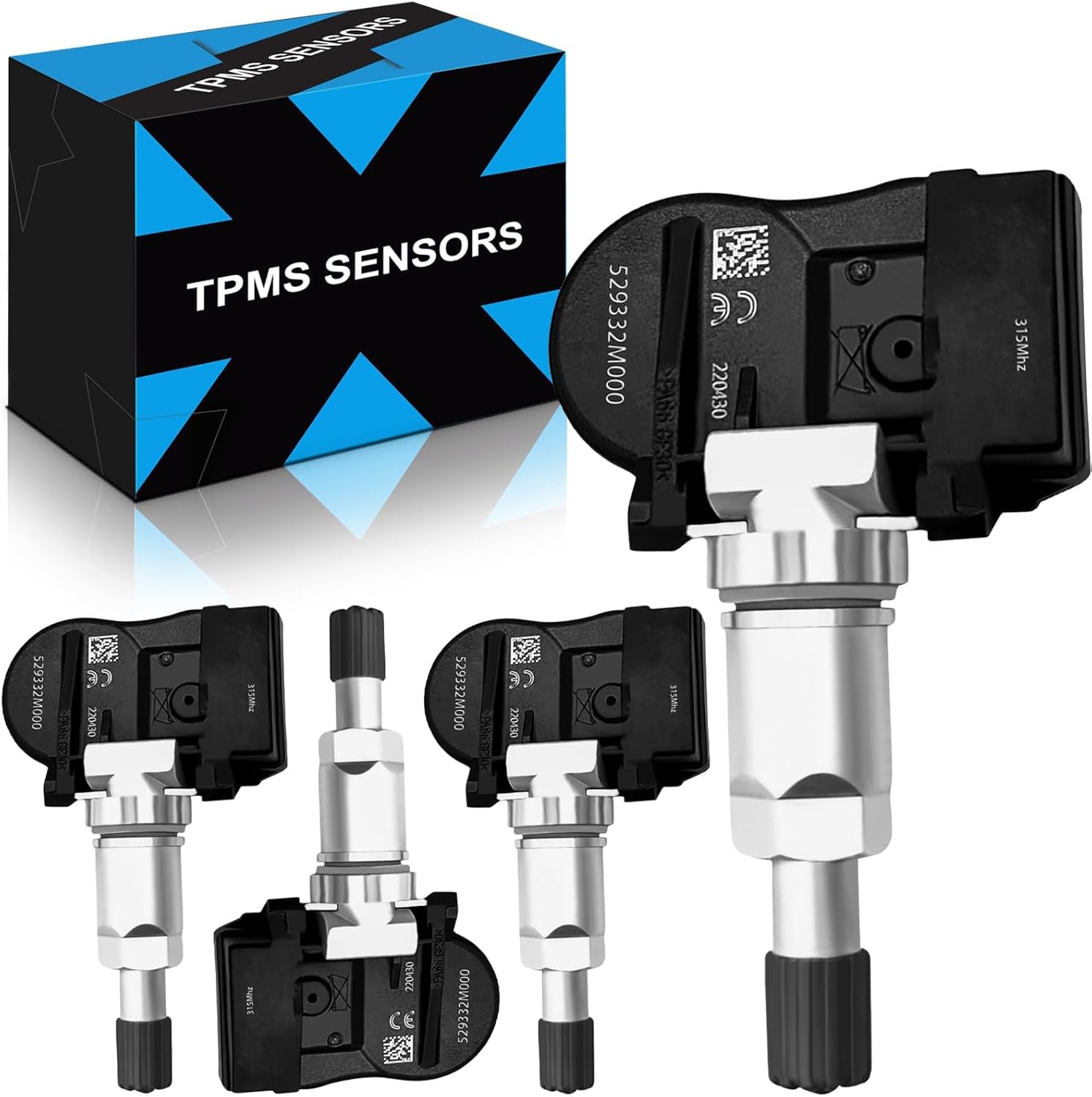 Pre-Programed Tire Pressure Sensor for:-Kia Optima Cadenza Forte Soul for:-Hyundai Accent Elantra Sonata for:-Genesis Coupe 2010-2016 315MHz TPMS Sensor 529332M000 (4 Pcs)