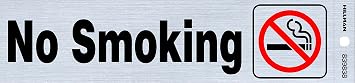 Hillman No Smoking Sign, 2in x 8in, 1 Pack, Brushed Nickel | Mylar film with self-adhesive backing, tear resistant for doors, walls, or windows, bold symbol improves visibility