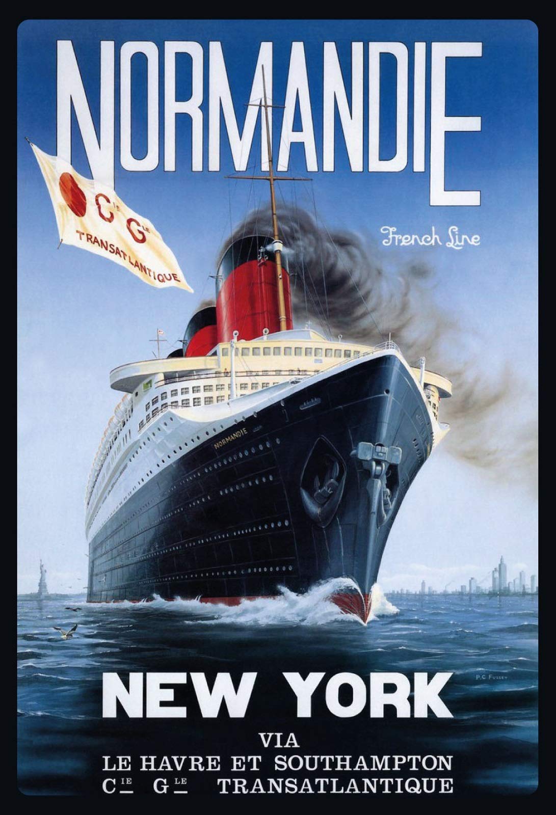 Plaque Murale Vintage En Métal – Bateau Normandie, 30x20 Cm, étain, Neuve