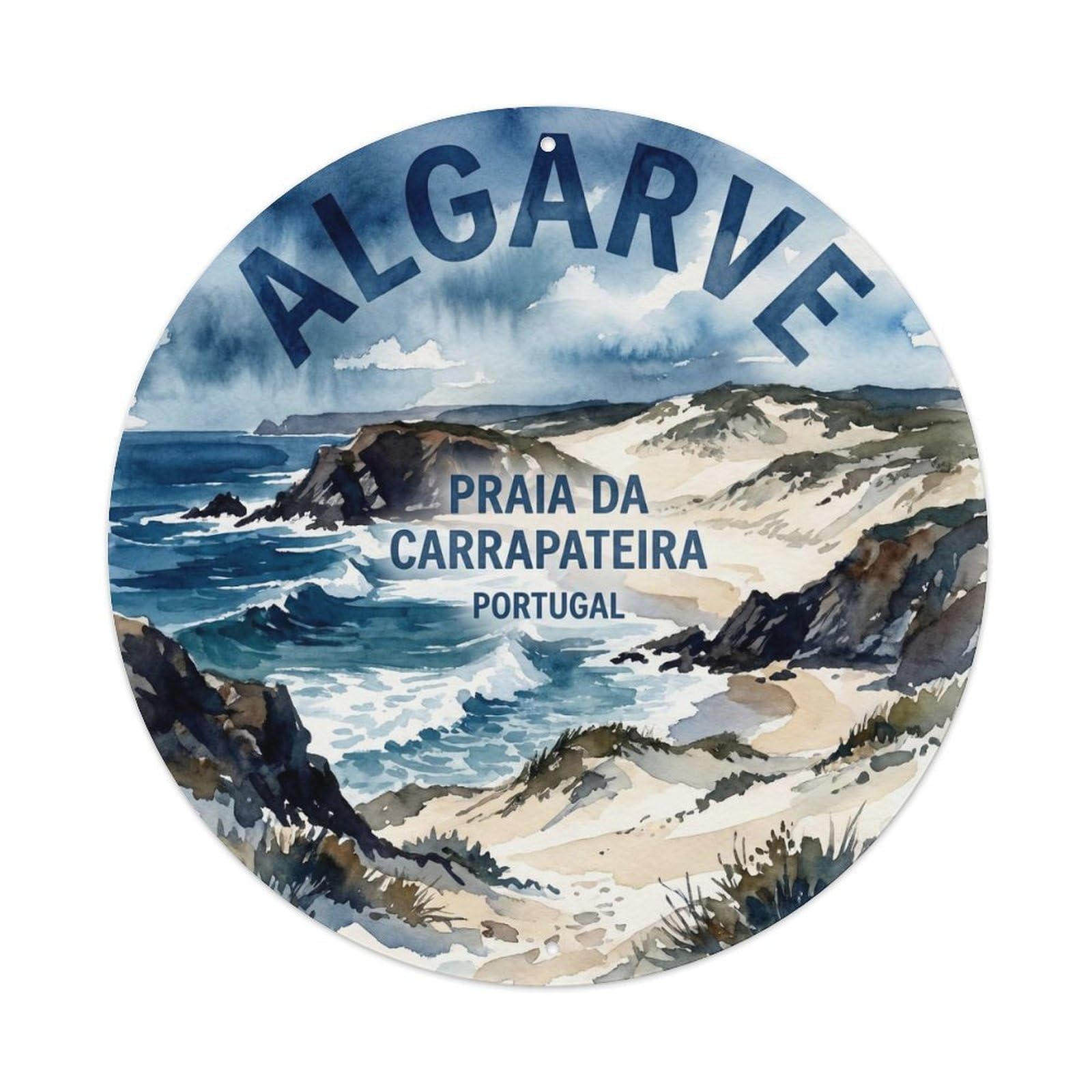 Olhnbad 08X08inch Style Cultural Portugal Algarve Coast Seaside Travel Art Metal Tin Sign