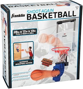 Franklin Sports Mini Basketball Hoop with Rebounder and Ball - Over The Door Basketball Hoop With Automatic Ball Rebounder - Indoor Basketball Game For Kids
