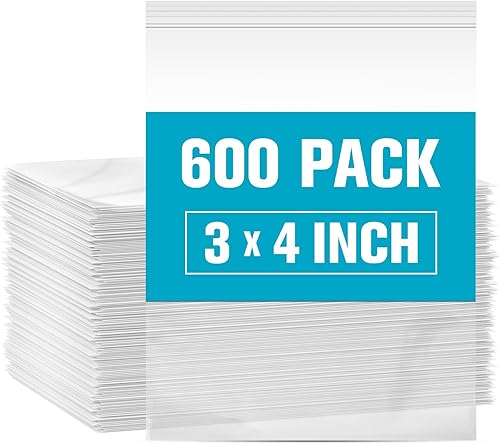 FUNFERY Paquete de 600 bolsas pequeñas de plástico transparentes resellables, bolsas con cremallera de 3 x 4 pulgadas, bolsas pequeñas de