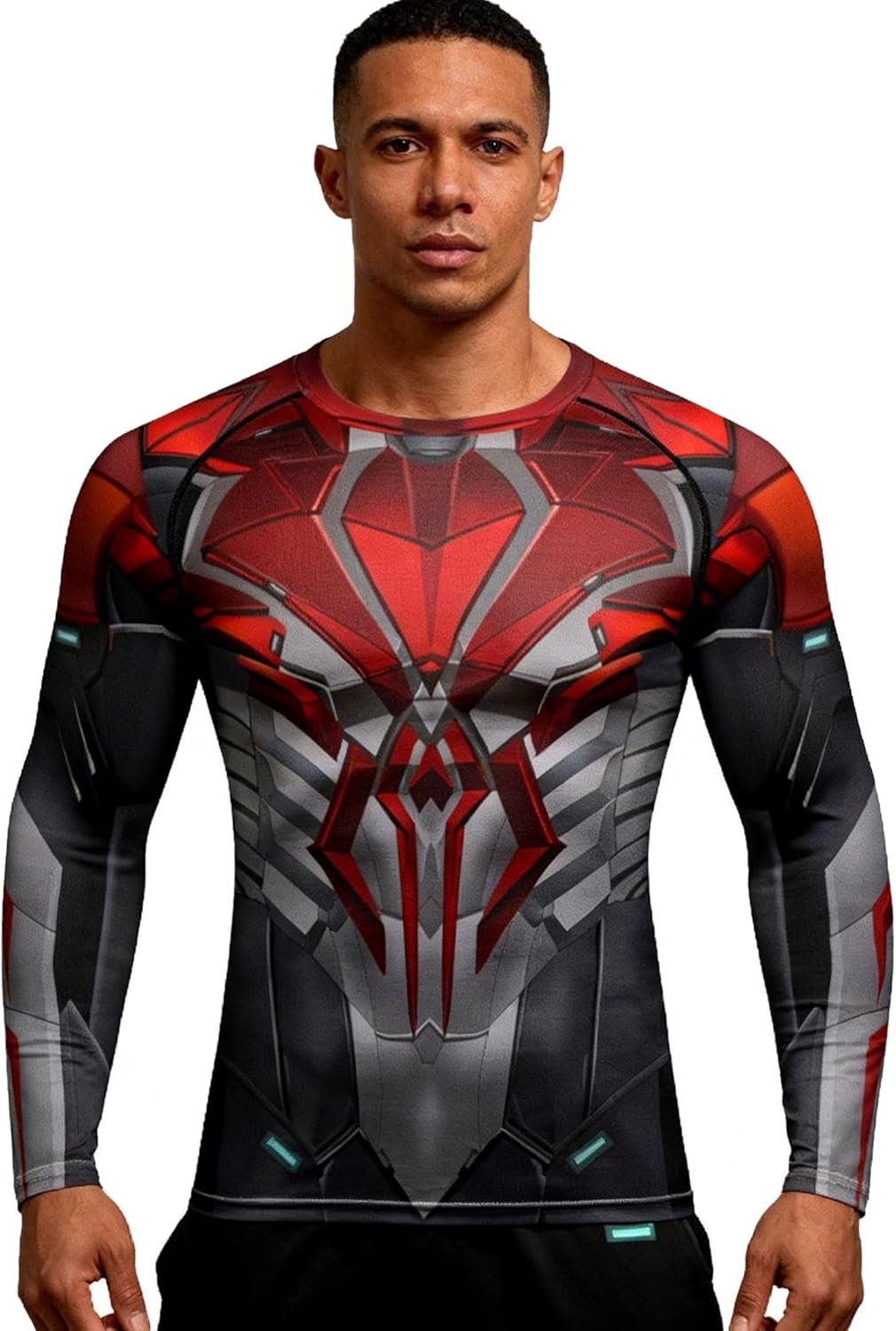 Red Plume Men’s Athletic Long Sleeve Compression Shirts/Men’s Cool Compression Top for Sports