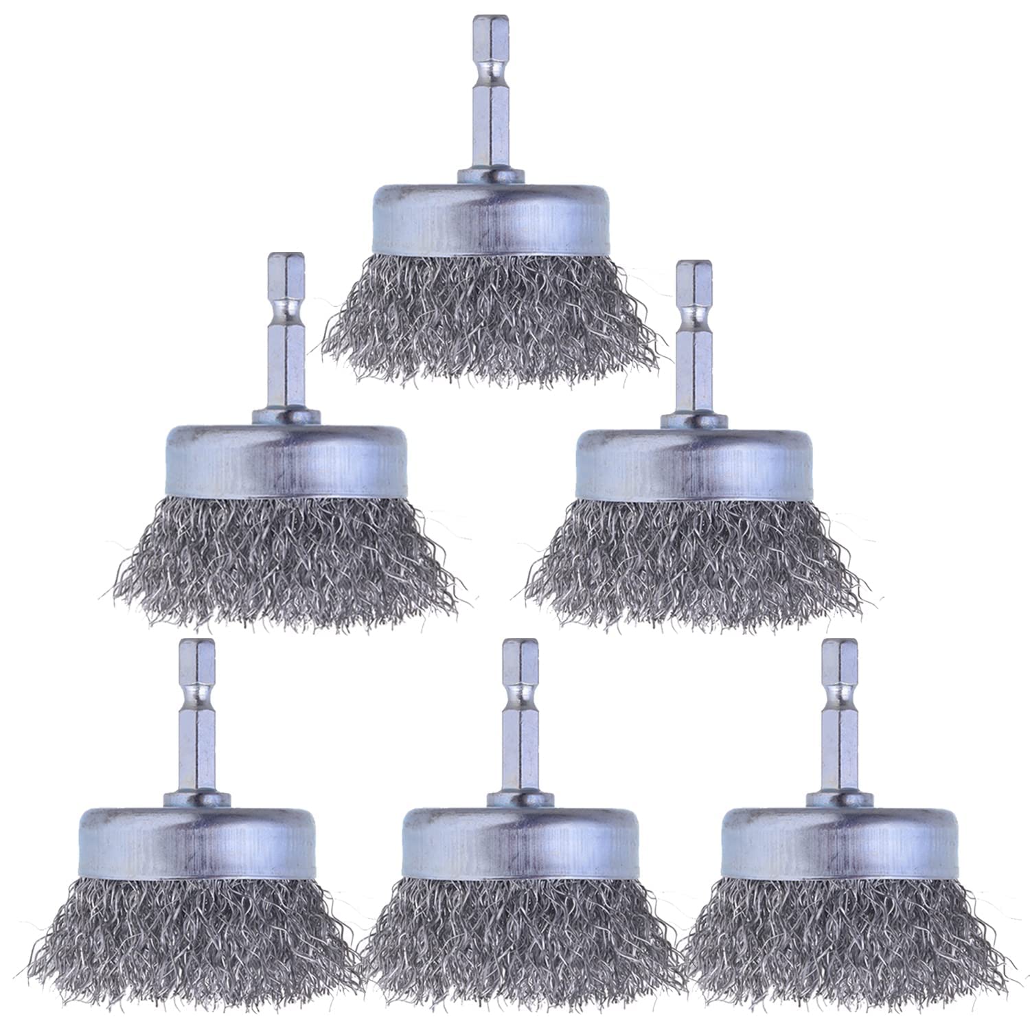 WENORA Wire Brush for Drill Set 6 Pack, Wire Cup Brush for Drill 1/4 Inch Arbor 0.010 Inch Coarse Carbon Steel-2 Inch Wire Drill Brush for Drill Attachment Rust Removal : Industrial & Scientific