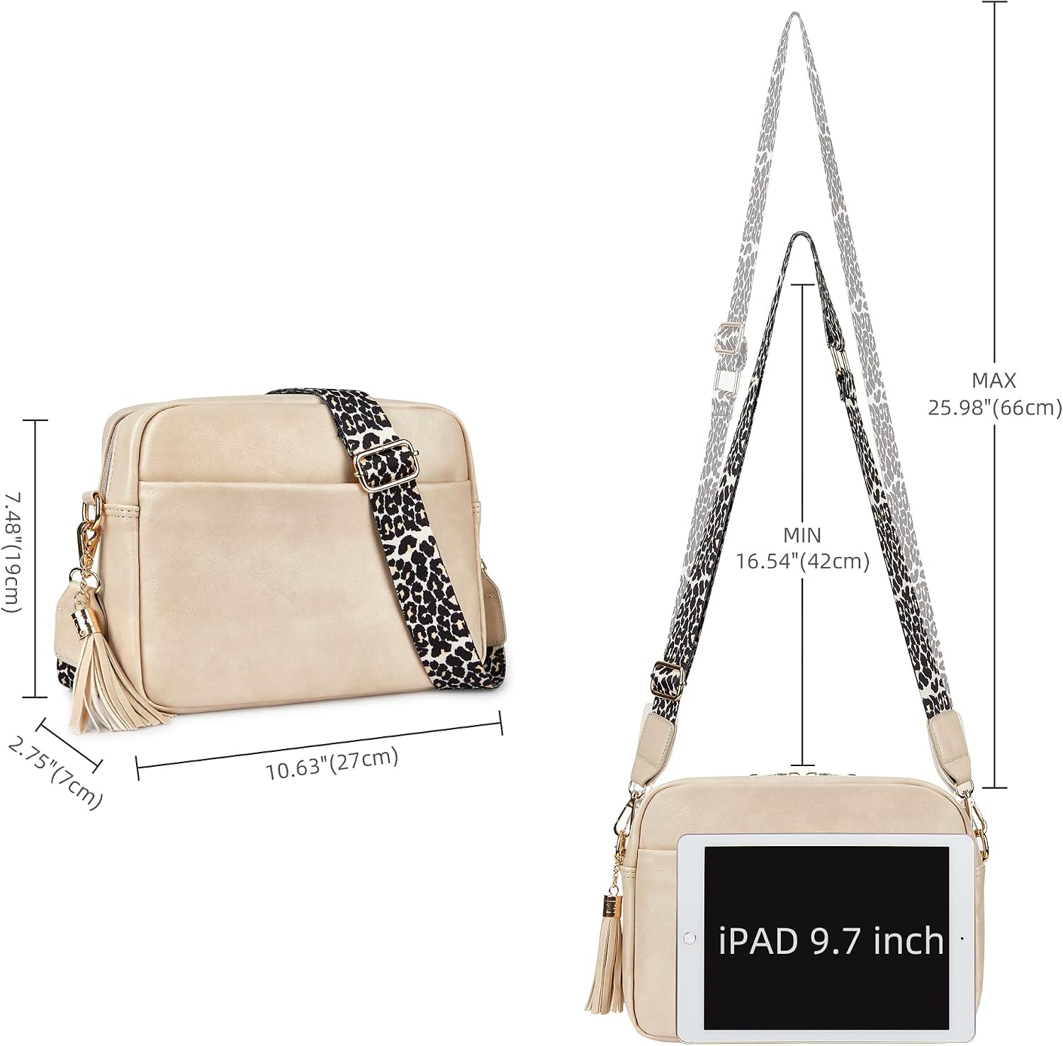 Women's Leather Crossbody Bag Zipper Shoulder Camera Purse image 5