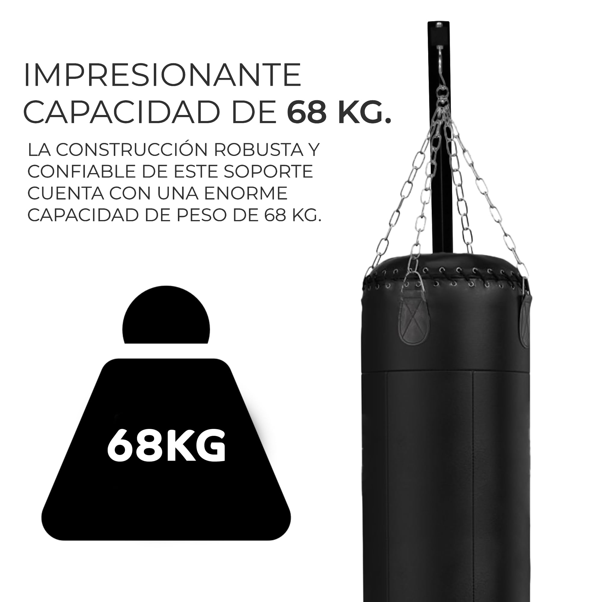 Soporte Plegable de Saco Boxeo Soporte de Bolsa Boxeo Carga Máx. 68kg 150lbs Altura Ajustable 182-230cm Entrenar Boxeo en Casa Boxing Training Equipment Adultos Fitness MMA Gym Punch Bag Stand