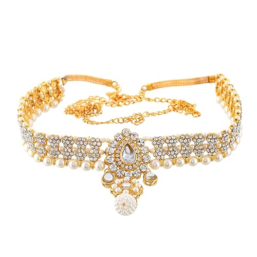 Sanjog Embellished Multi-Color Stone Gold Plated Kamarband Belly Chains for Women/Girls