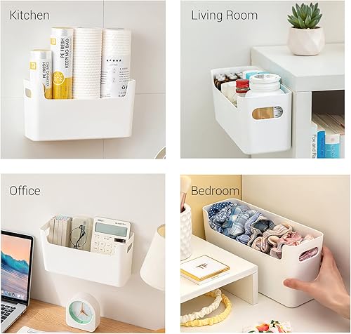 Miniatura 5 de Paquete de 4 organizadores de puerta de gabinete con adhesivo para cocina, contenedor de plástico, estante de almacenamiento versátil para cocina,