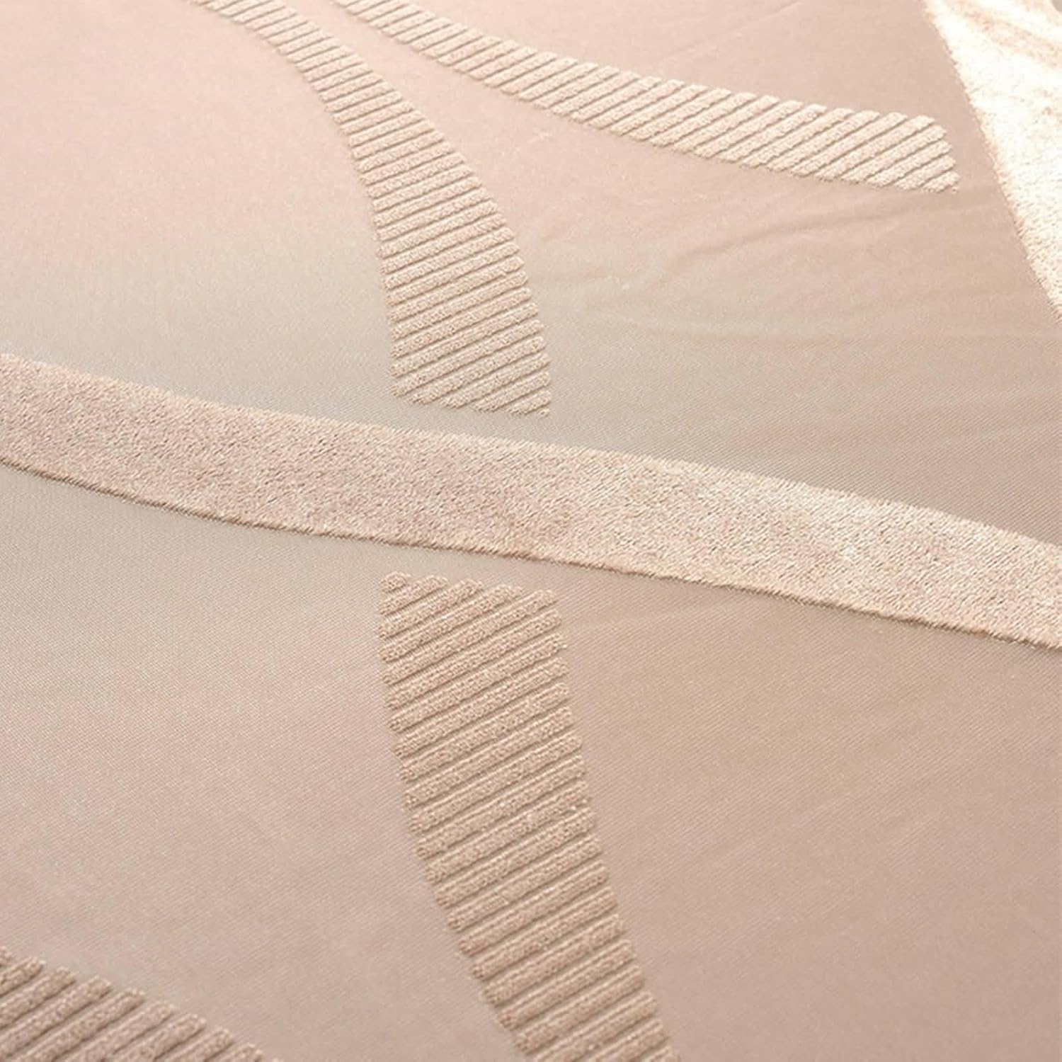 Curtains for Bedroom Sheer, Polyester Sheer Curtain with Knitted Infinity Symbol Pattern Semi Transparent, Brown-Hole, 52W x 84H inch