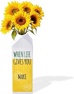 MEANT2TOBE | Milk Carton Vase - Juice Box Planter Design Flower Vase - Cool Lemon Fruit Home Vase - A Unique and Artistic ...