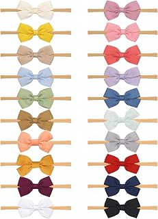CellElection 20PCS Baby Headbands Nylon Bows Headband Small Hair Bow Elastics Hair Accessories for Baby Girls Newborn Infants Toddlers