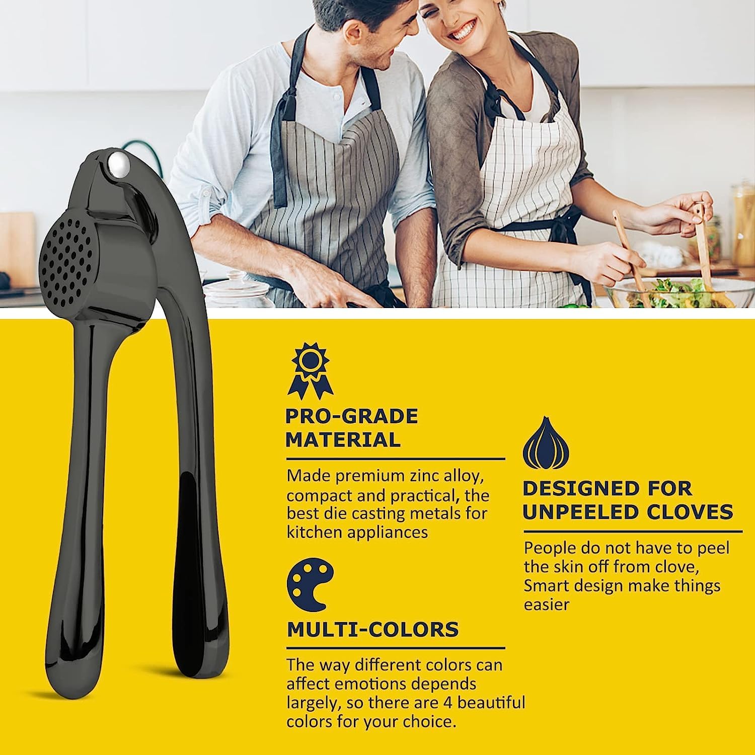 Presse à Ail En Métal - Broyeur Et Éplucheur D'Ail Manuel - Acier Inoxydable - Gadget De Cuisine - 14