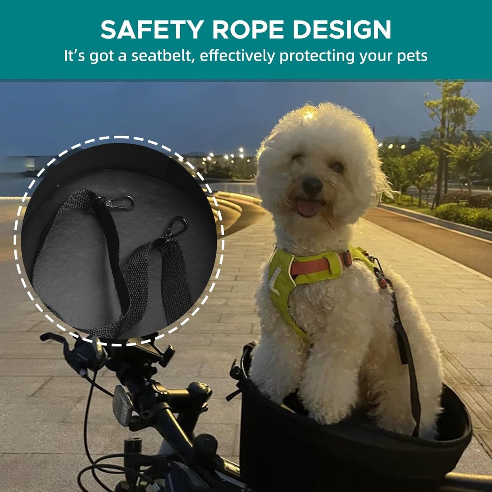 Cesta de bicicleta para perros - Cesta de compras portátil para gatos y perros - Barra transversal delantera con forro de esponja - Tamaño,Cesta para mascotas de bicicleta, cesta de comestibles de MTB