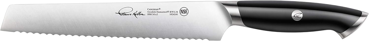 Cangshan Thomas Keller Signature Collection Swedish Powder Steel Forged, 8-Inch Bread Knife, Black
