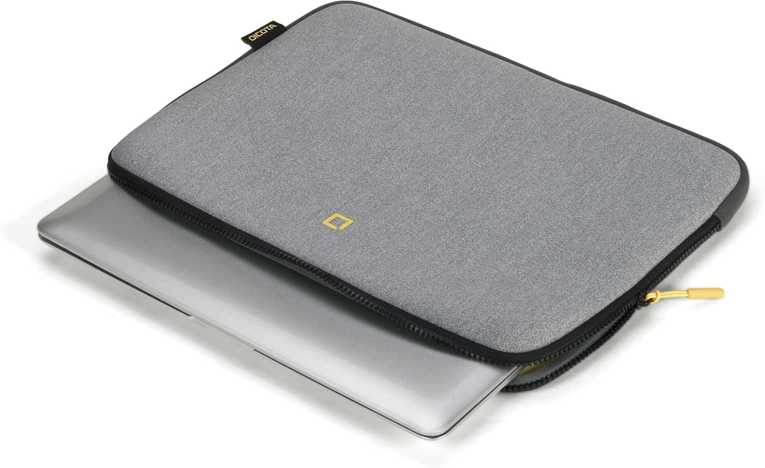 Dicota Skin Case 13-14.1 Inch Flow Laptop Notebook Computer Tablet Bag Sleeve, Stretch Neoprene Sleeve Notebook Case, Grey/Yellow