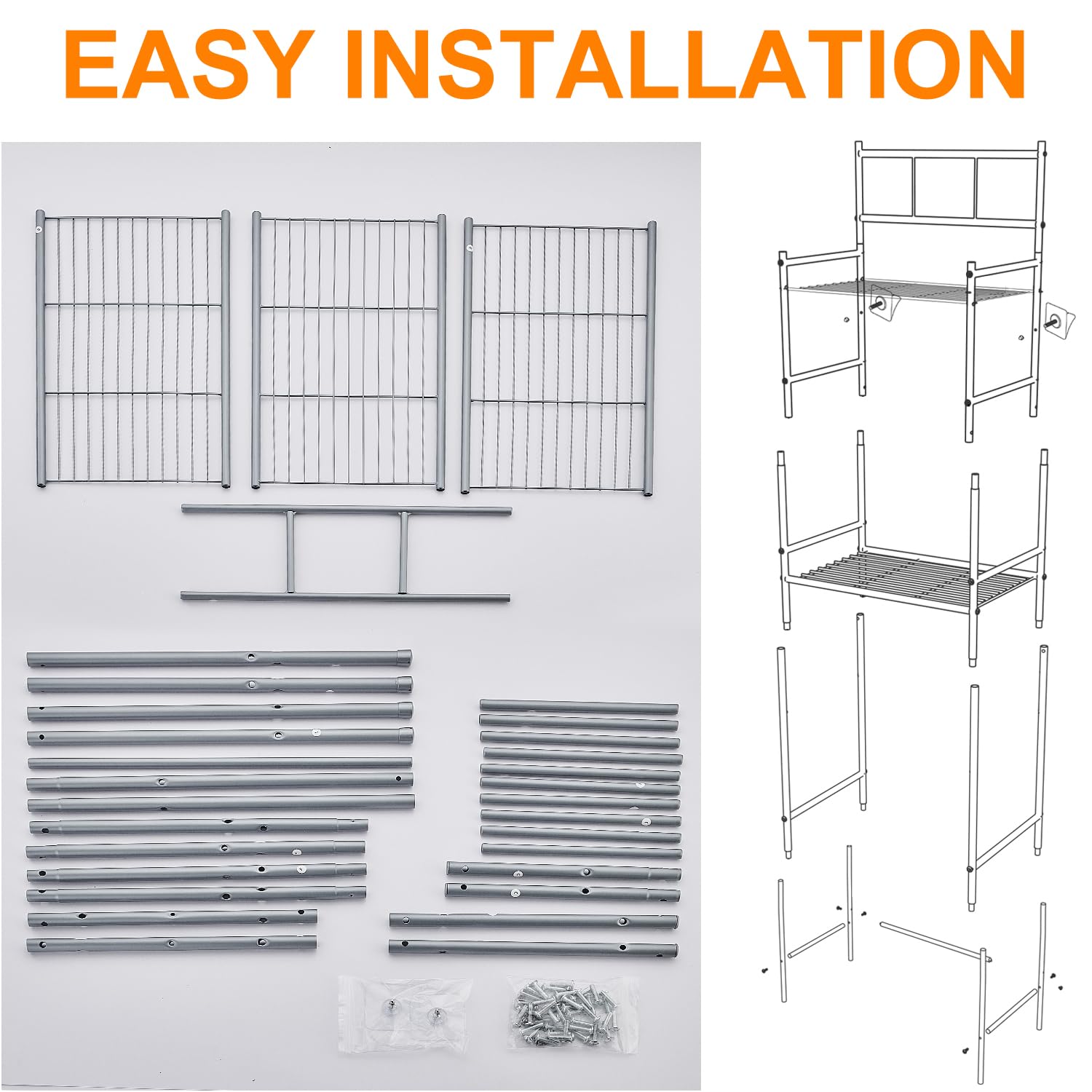 Mobile Sopra WC, Scaffale Sopra Toilette a 3 Livelli | Mensola Portaoggetti Indipendente Metallo, Mobile Bagno Sopra WC Salvaspazio Multifunzione, Scaffale Sopra Lavatrice, Grigio