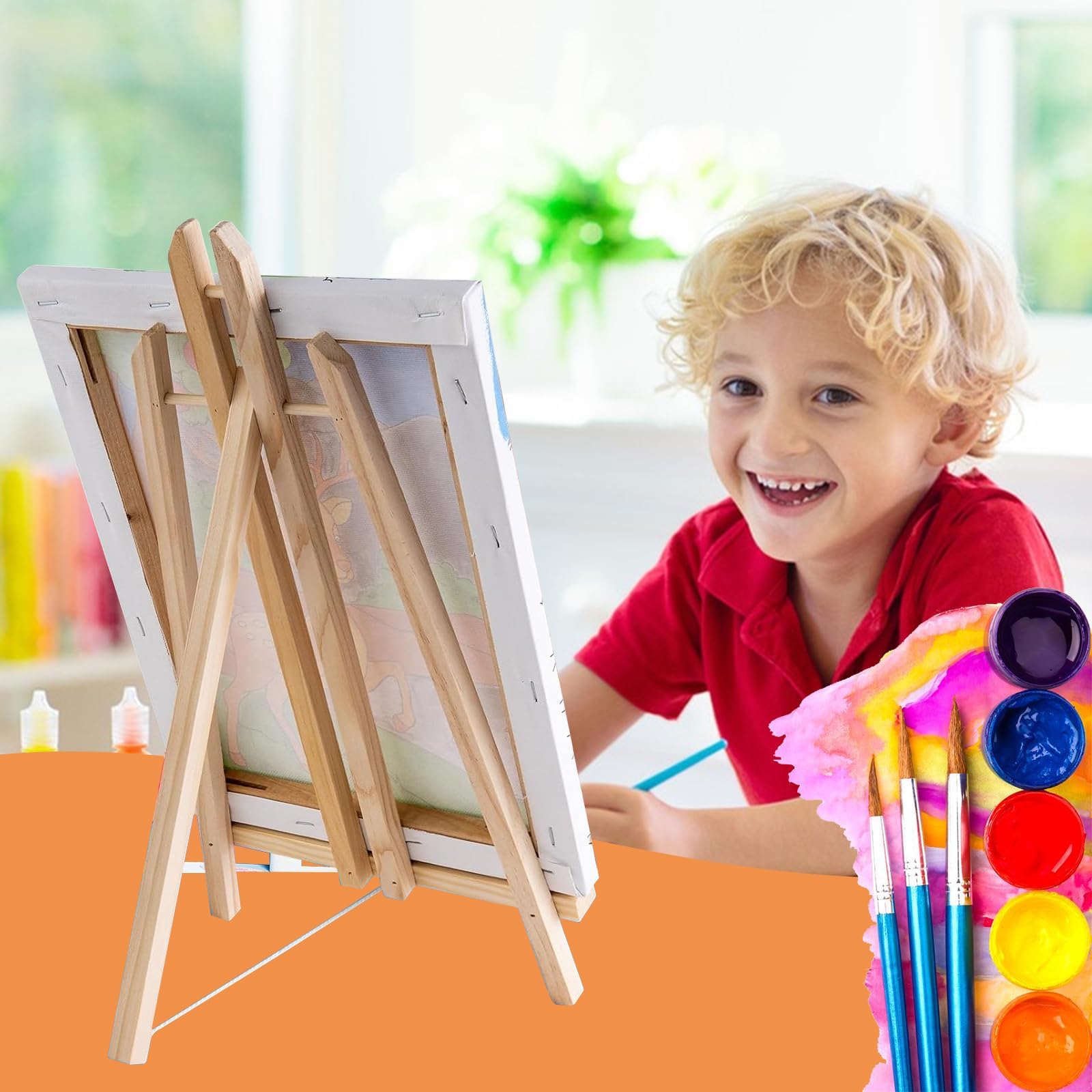 ASelected Set di 6 Cavalletti in Legno da Tavolo 30 cm, Cavalletto Pittura Pieghevole per Mini Tele, Cornici e Foto, Supporto in Pino per Eventi, Vetrine e Hobby Creativi
