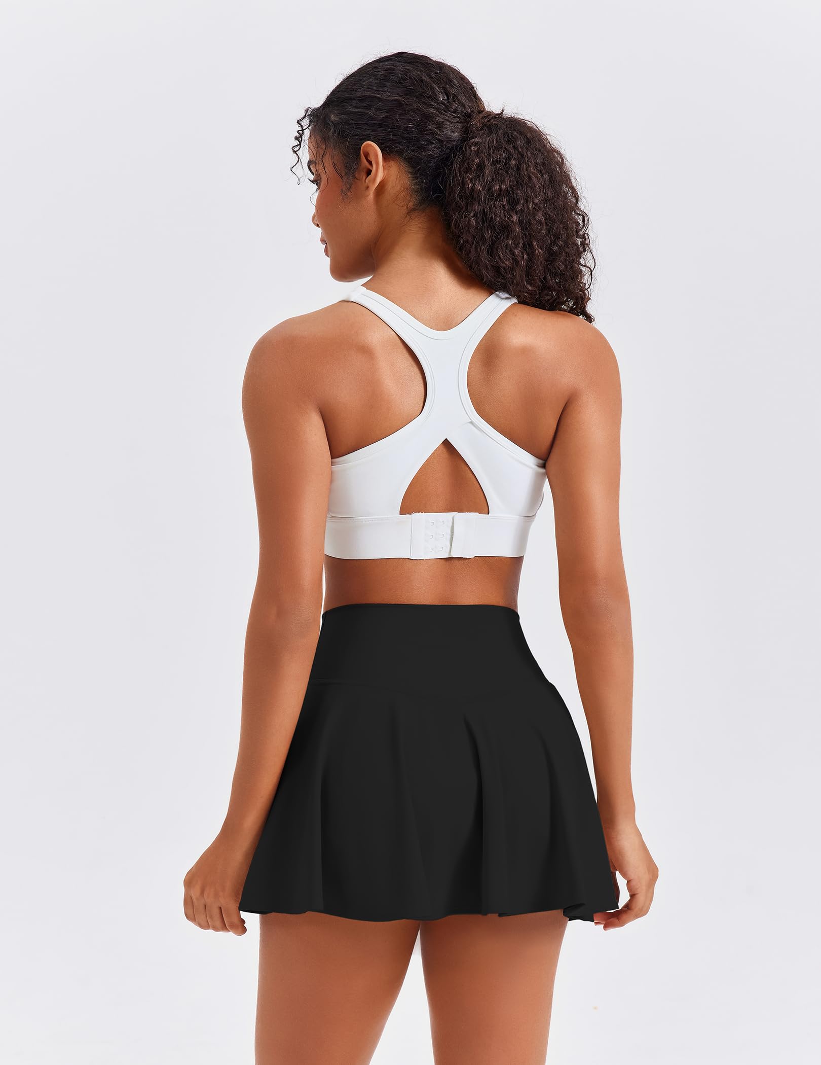 PINSPARK Falda de Tenis para Mujer, Falda Cruzada de Cintura Alta con pantalón Debajo,Minifalda, Vestido de Tenis para Correr con Bolsillos de Tenis
