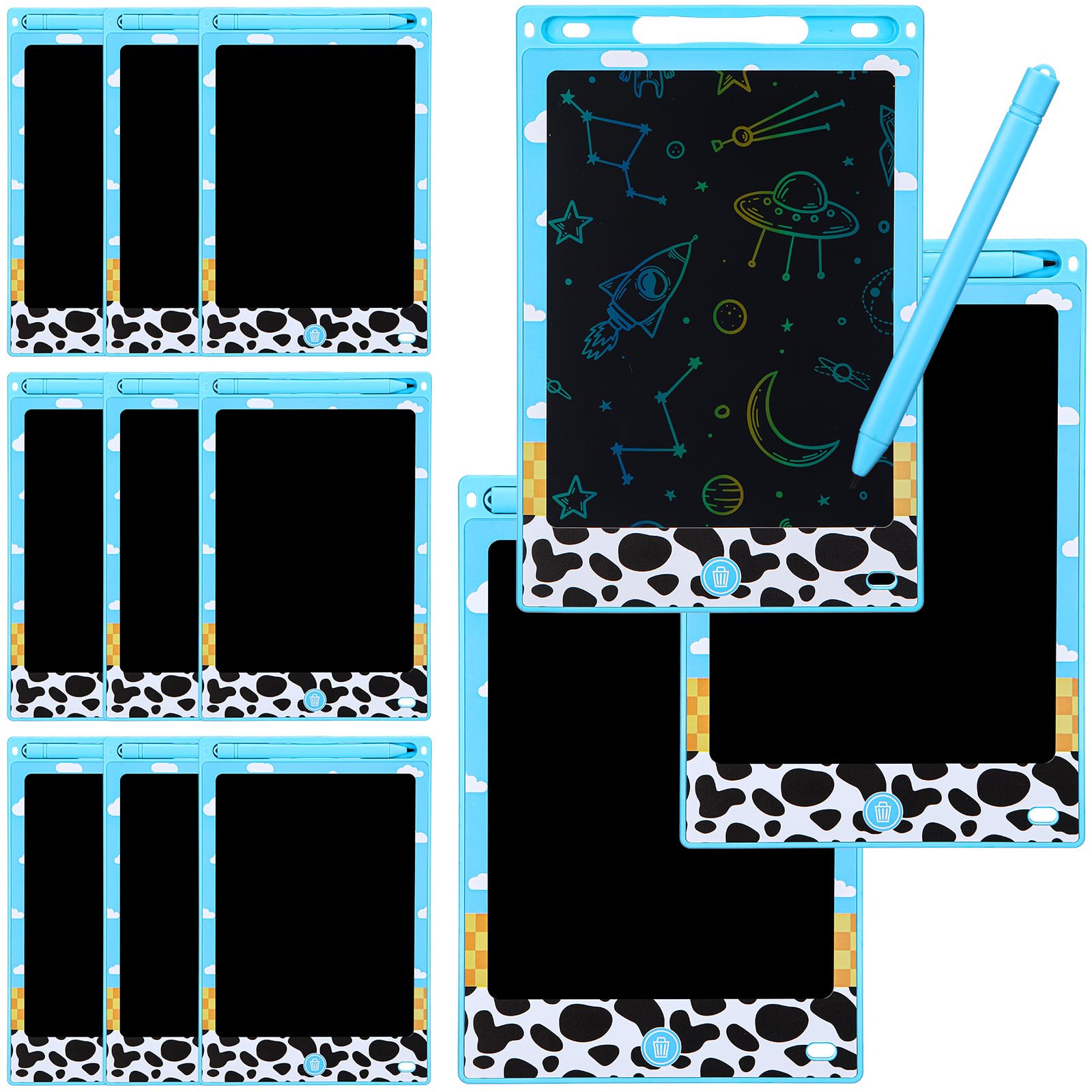 Nezyo 12 Pack Large Toy Party Favors LCD Writing Tablet for Kids 8.5 Inch Cartoon Toys Drawing Tablet Erasable Reusable Electronic Drawing Pads for