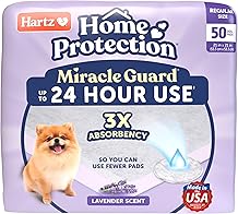 Hartz Home Protection Miracle Guard Lavender Scented Dog Pads, Regular Size 50 Count, 24 Hour Use, Wont Leak and Odor Eliminating